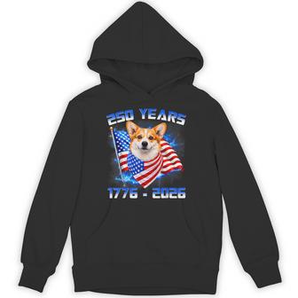 250 America Years 1776 2026 Corgi Dog Lovers American Flag Hoodie - Thegiftio UK