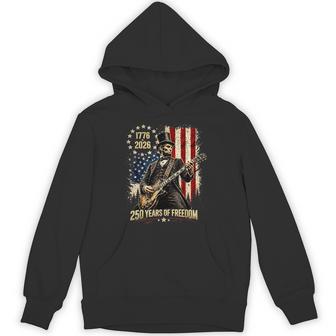 250 Years 1776-2026 Usa Flag Abe Lincoln Playing Guitar Hoodie - Thegiftio UK