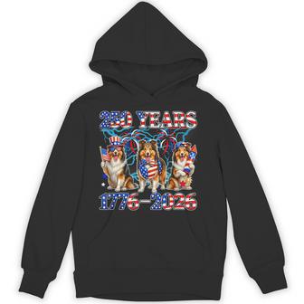 250Th Freedom 1776-2026 4Th Of July Three Cute Shelties Hoodie - Thegiftio UK