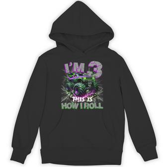 Im 3 Monster Truck 3Rd Birthday Boy Party Matching Family Hoodie - Thegiftio UK
