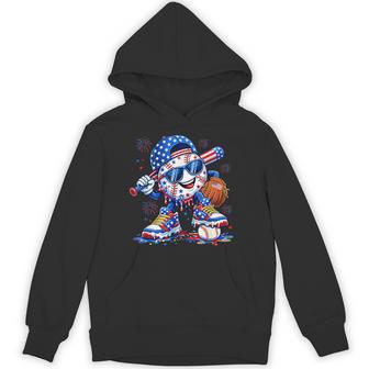 4Th Of July Baseball Drip For Boys Ice Cream American Flag Hoodie - Thegiftio UK