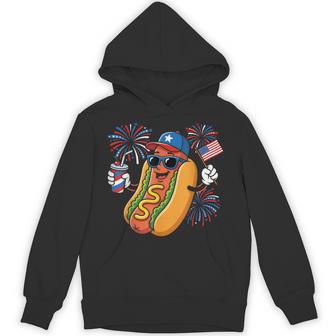 4Th Of July Hotdog Fourth Of July Patriotic Usa Flag Hoodie | Seseable UK