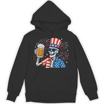 4Th Of July Patriotic Skeleton Beer American Usa Party Hoodie - Thegiftio UK