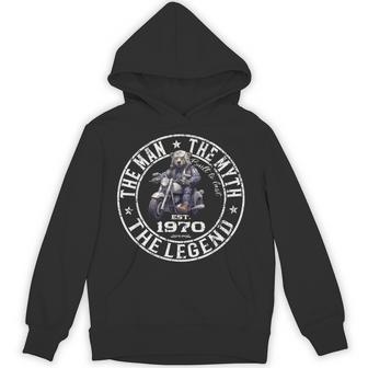 55 歳の誕生日男性オートバイ バイクに乗る人 1970 パーカー - Kawaiitshirt