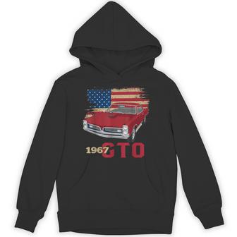 67 1967 Gto Silhouette Muscle Car American Flag Hoodie - Thegiftio UK