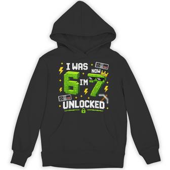 7Th Birthday I Was 6 Now Im 7 Unlocked 67 Boys Kids Youth Hoodie - Thegiftio UK