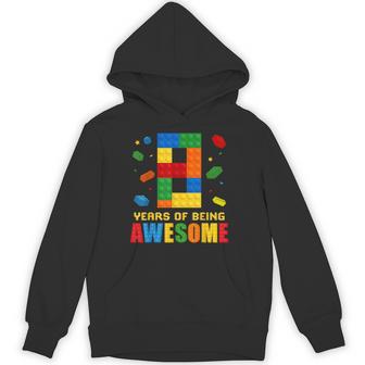 8 Year Old Birthday Boy Being Awesome Building Bricks 8Th Hoodie | Seseable UK