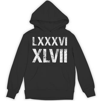 8647 ローマ数字 抗議ヴィンテージアンティーク調 Lxxxvi Xlvii パーカー - Kawaiitshirt