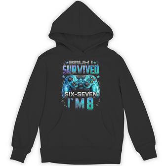 8Th Birthday Boy Gaming I Survived Six Seven I'm 8 Years Old Hoodie - Thegiftio UK