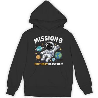 9Th Birthday Astronaut Space Rocket 9 Years Old Boys Hoodie - Thegiftio UK