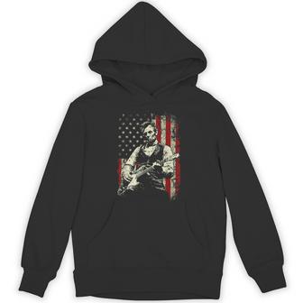 Abraham Lincoln Playing Guitar Rock And Roll American Flag Hoodie | Mazezy