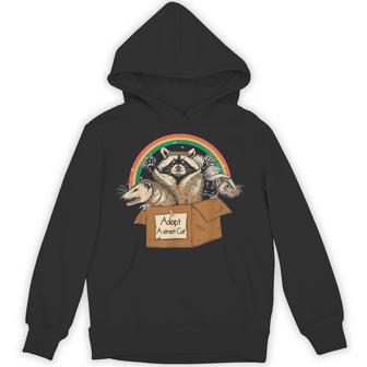 Adopt A Street Cat Opossum Raccoon Skunk Vintage Hoodie - Thegiftio UK