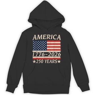 America 1776 250 Years Patriotic Independence Day Vintage Hoodie - Thegiftio UK