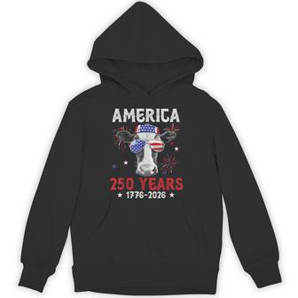 America 250 Years 4Th Of July 1776-2026 Cow Sunglasses Moo Hoodie - Thegiftio UK