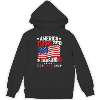 America Turns 250 I'm Celebrating 50Th Birthday Usa Flag Hoodie - Thegiftio UK