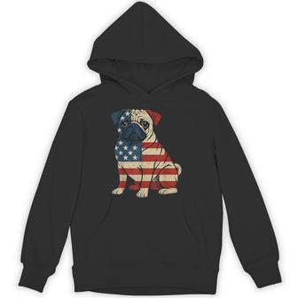 American Flag Dog Pug 4Th Of July Hoodie - Thegiftio UK