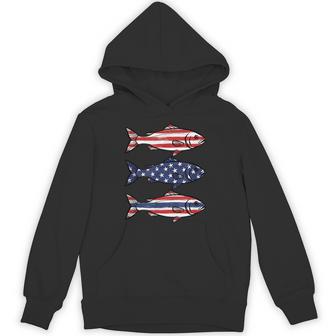 American Flag Fish Patriotic Fishing Boys Outdoor Hoodie - Thegiftio UK