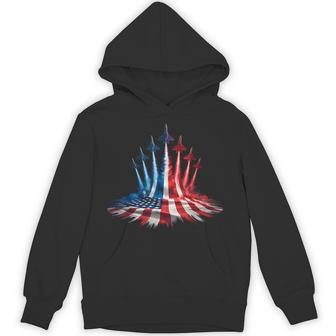 American Flag Jet Flyover 4Th Of July Memorial Day Usa Pride Hoodie - Thegiftio UK