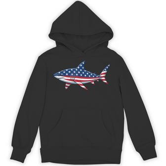 American Flag Shark Patriotic 4Th Of July Ocean Hoodie - Monsterry