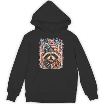 American Fourth Of July Raccoon Feral But Free 4Th Of July Hoodie - Thegiftio UK