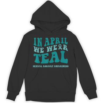 In April We Wear Teal Sexual Assault Awareness Month Hoodie - Thegiftio UK