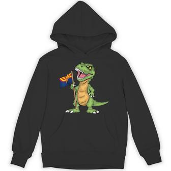 Arizona Lover Kids Dinosaur Lover Usa Arizona Flag Hoodie - Thegiftio UK