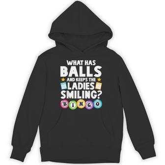 What Has Balls And Keeps The Ladies Smiling Bingo Hoodie - Thegiftio