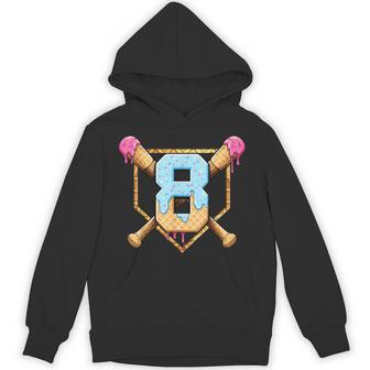 Baseball 8 Year Old Ice Cream Drip 8Th Birthday Boy Number 8 Hoodie - Thegiftio UK