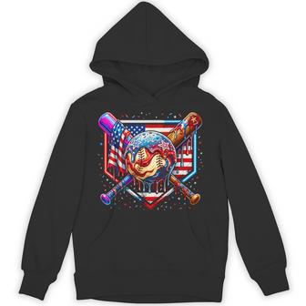 Baseball Drip American Flag For Boys Kids Youth 4Th Of July Hoodie - Thegiftio UK