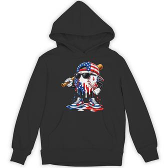 Baseball Drip Ice Cream Boys Kids Baseball Drip 4Th Of July Hoodie - Thegiftio UK