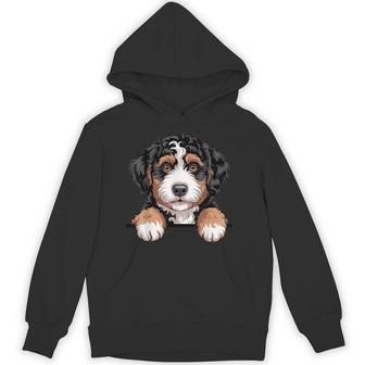 Bernedoodle Peeking Pocket Berner Doodle Dog Lover Hoodie - Thegiftio UK