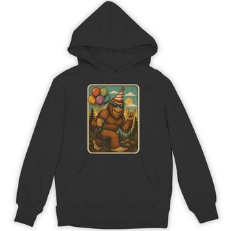 Bigfoot Party Vibes Birthday Balloons Forest Fun Hoodie - Thegiftio UK