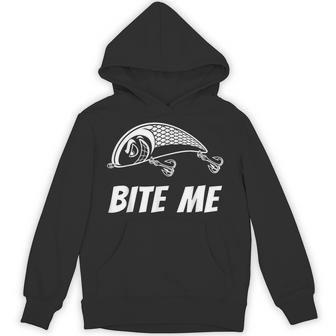 Bite Me フィッシングルアー グラフィックイメージ スカル フィッシュ スケルトン メンズ パーカー - Kawaiitshirt
