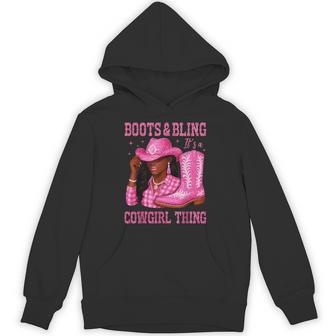 Boots & Bling It's A Cowgirl Thing Western Black Cowgirls Hoodie - Monsterry