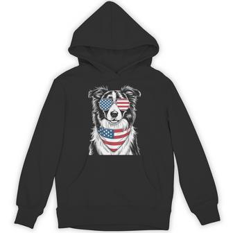 Border Collie Dog Usa Flag Sunglasses Patriotic 4Th Of July Hoodie - Thegiftio UK