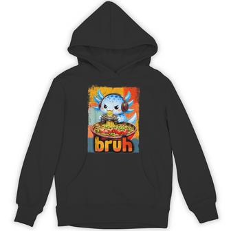 Bruh Axolotl Eat Ramen Gaming Japanese Boy Kid Hoodie - Monsterry
