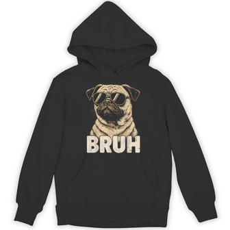 Bruh Pug Youth Boys Graphic N Meme Cute Pugs Dog Hoodie - Thegiftio