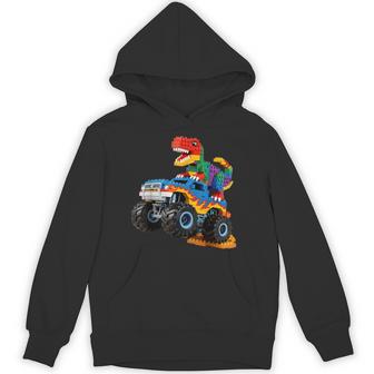 Building Bricks Monster Truck Dinosaur For Boys Kids Hoodie - Thegiftio UK