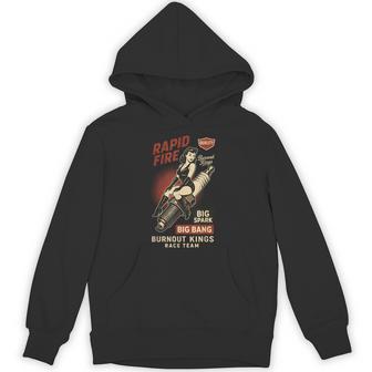 Burnout Kings レトロレーシングスパークプラグガールピンナップ ヴィンテージデザイン パーカー - Kawaiitshirt