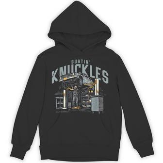 Bustin Knuckles Mechanic Front Print Graphic Hoodie - Monsterry