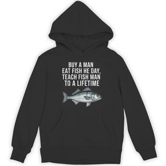 Buy A Man Eat Fish He Day Teaching Fish Man To A Lifetime Fish パーカー - Kawaiitshirt