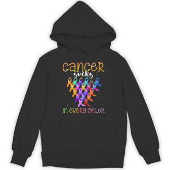 Cancer Sucks In Every Color Ribbons Support Hope Strength Hoodie - Thegiftio UK