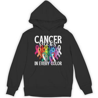 Cancer Sucks In Every Color Support All Cancer Matters Hoodie - Thegiftio UK