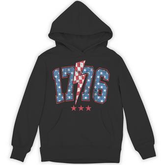 Checkered 1776 American 4Th Of July Lightning-Bolt Patriotic Hoodie - Thegiftio UK