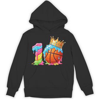 Cool 10 Year Old Basketball Player Birthday Ice Cream Party Hoodie - Thegiftio UK