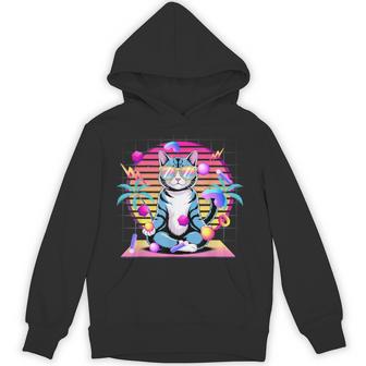 Cool Cat 瞑想 ヴェイパーウェーブ 80年代 レトロ シンセウェーブ パーカー - Kawaiitshirt