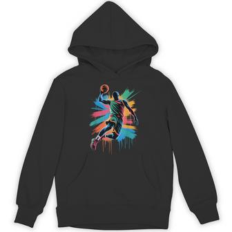 Cool Drip Basketball Slam Dunk Colorful Dunking Silhouette Hoodie - Thegiftio UK
