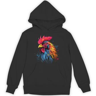 Cool Rooster On Colorful Painted Rooster Hoodie - Thegiftio UK