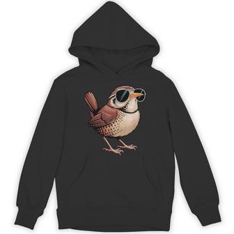 Cool Wren Wearing Sunglasses Bird Watching Lover Humor Hoodie - Thegiftio UK