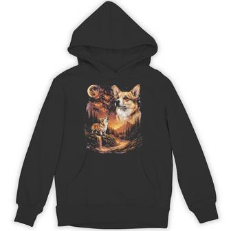 Corgi Howling To The Moon Vintage 90S Dog Hoodie - Monsterry